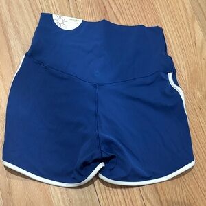 Aerie Navy Women's Athletic Shorts with White Trim